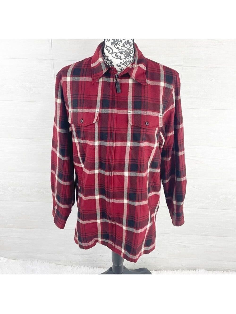 Lauren Ralph Lauren Logo Dual Pocket Full Zip Plaid Wool Shacket